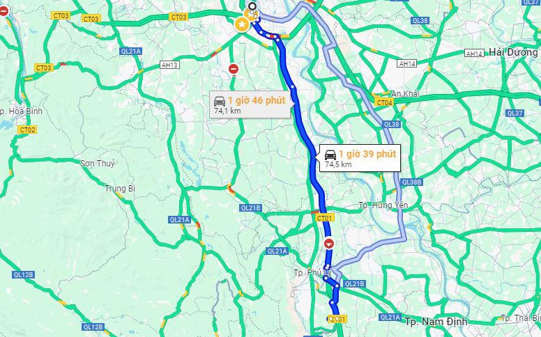 Lộ trình di chuyển từ Hà Nội đi Chùa Địa Tạng Phi Lai Tự